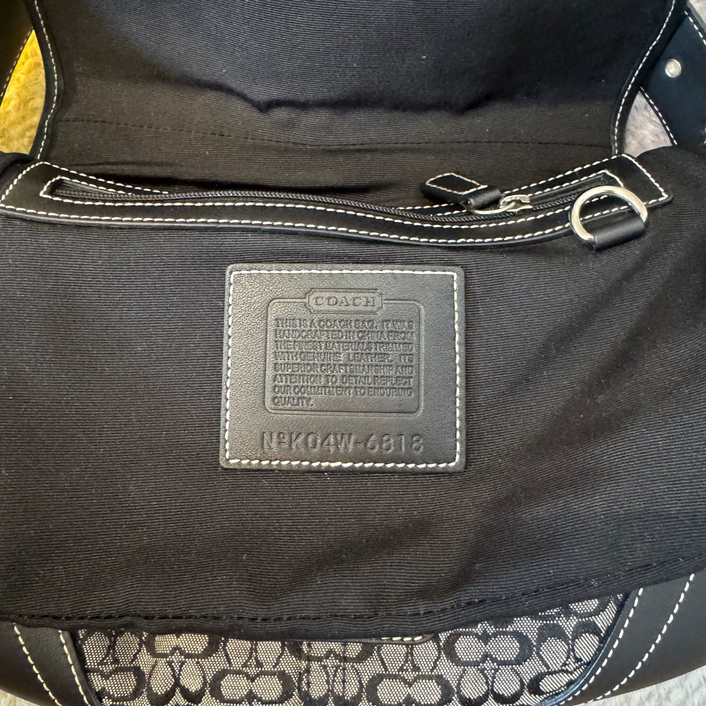 COACH Soho Signature Shoulder Bag Handbag Black Canvas Leather Y2K 6818