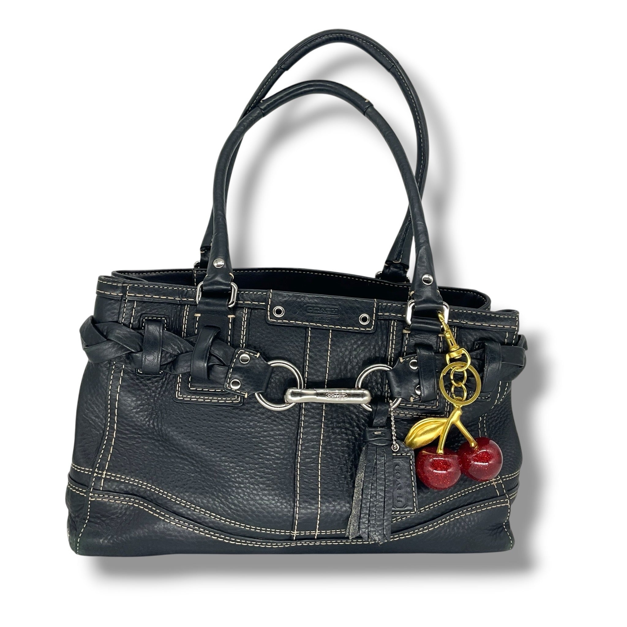 Vintage COACH leather shoulder bag  black 13084